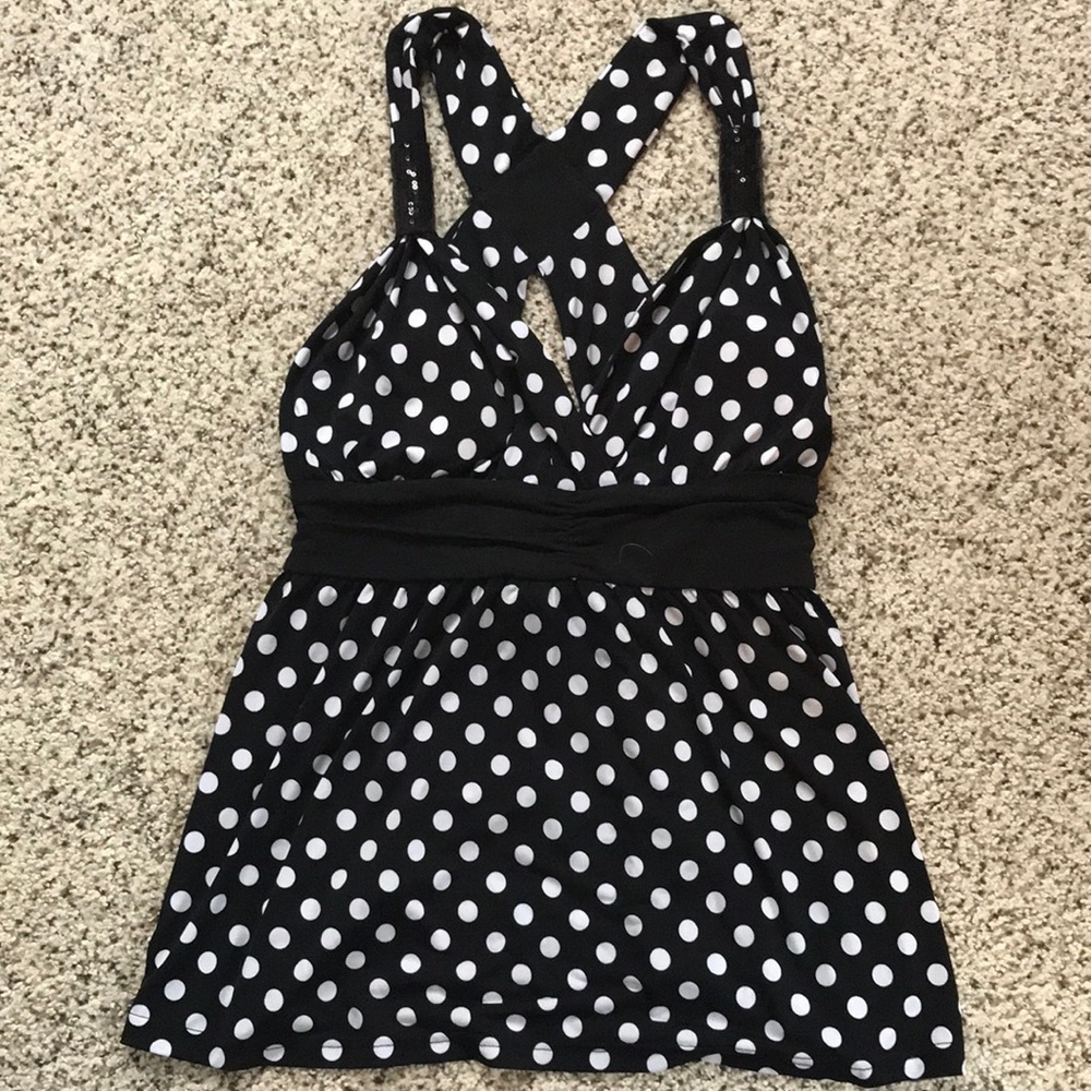 Cross cross tank top with sequin detail